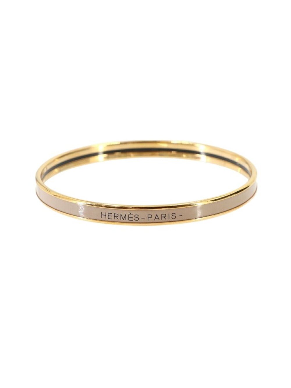 Hermes Uni Enamel Bangle Etoupe Rose Gold Bracelet